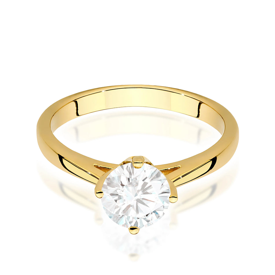 Yellow Gold Ring with Round 1,00ct Lab-grown Diamond