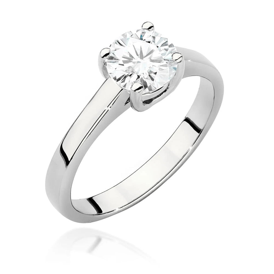 White Gold Ring with Round 1,00ct Lab-grown Diamond