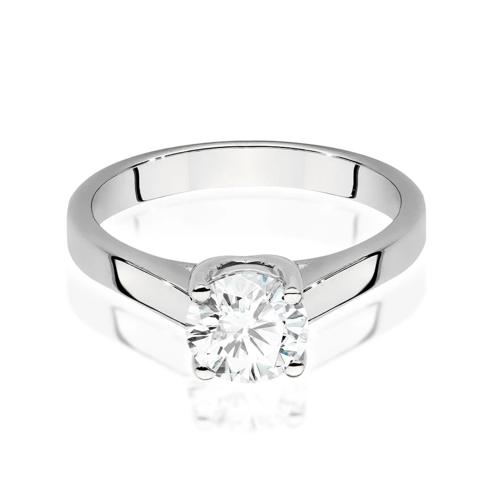 Prsten z bílého zlata s lab-grown diamantem Round/Brilliant 1,00 ct