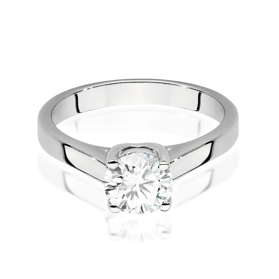 White Gold Ring with Round 1,00ct Lab-grown Diamond