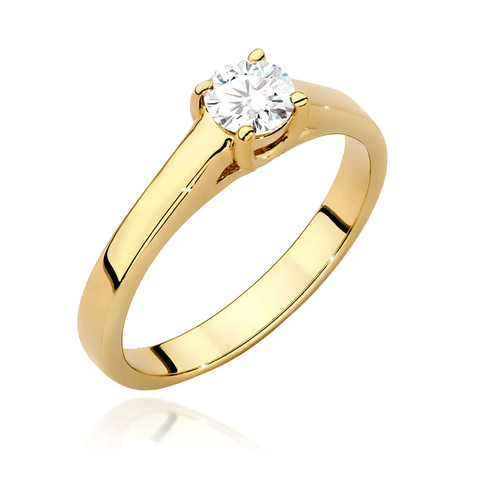 Yellow Gold Ring with Round 0,40ct Lab-grown Diamond