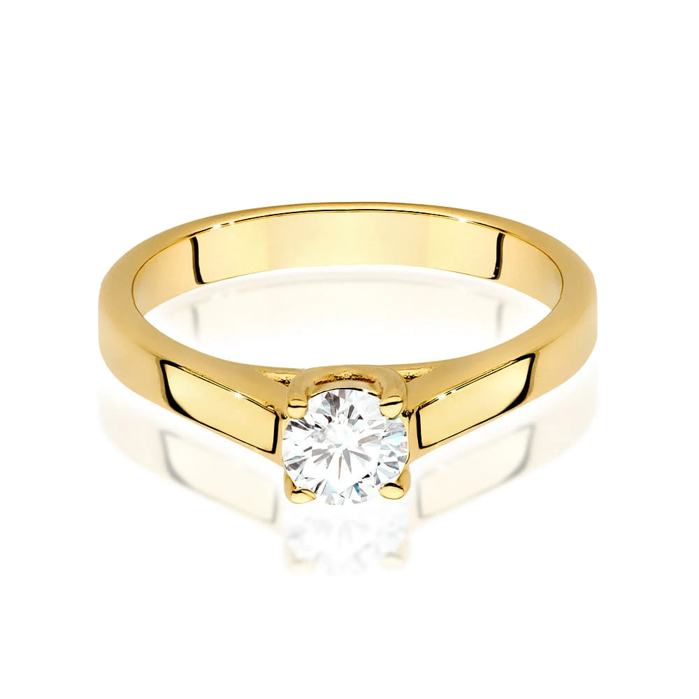 Prsten ze žlutého zlata s lab-grown diamantem 0,40 ct Round/Brilliant