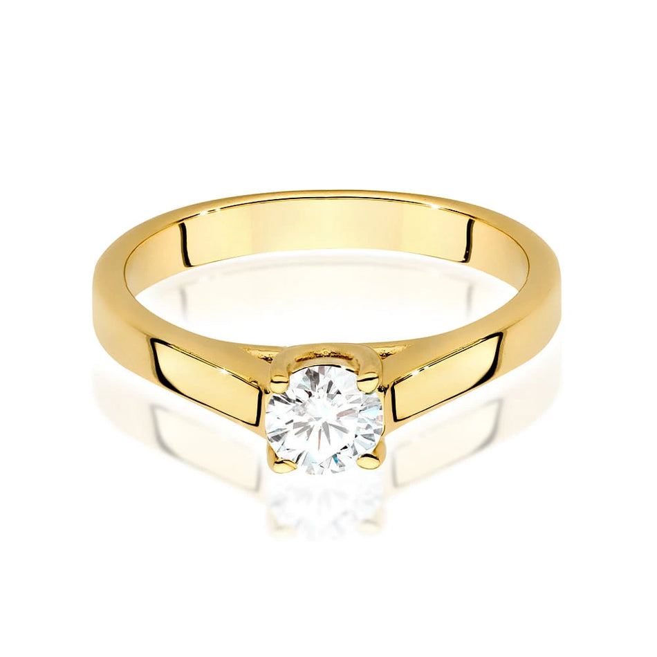 Yellow Gold Ring with Round 0,40ct Lab-grown Diamond