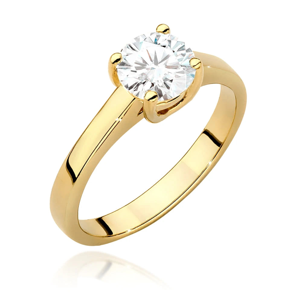 Prsteň zo žltého zlata s lab-grown diamantom Round/Brilliant 1,00 ct