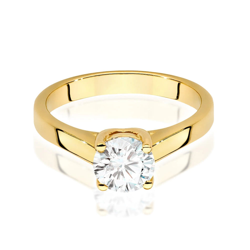 Yellow Gold Ring with Round 1,00ct Lab-grown Diamond