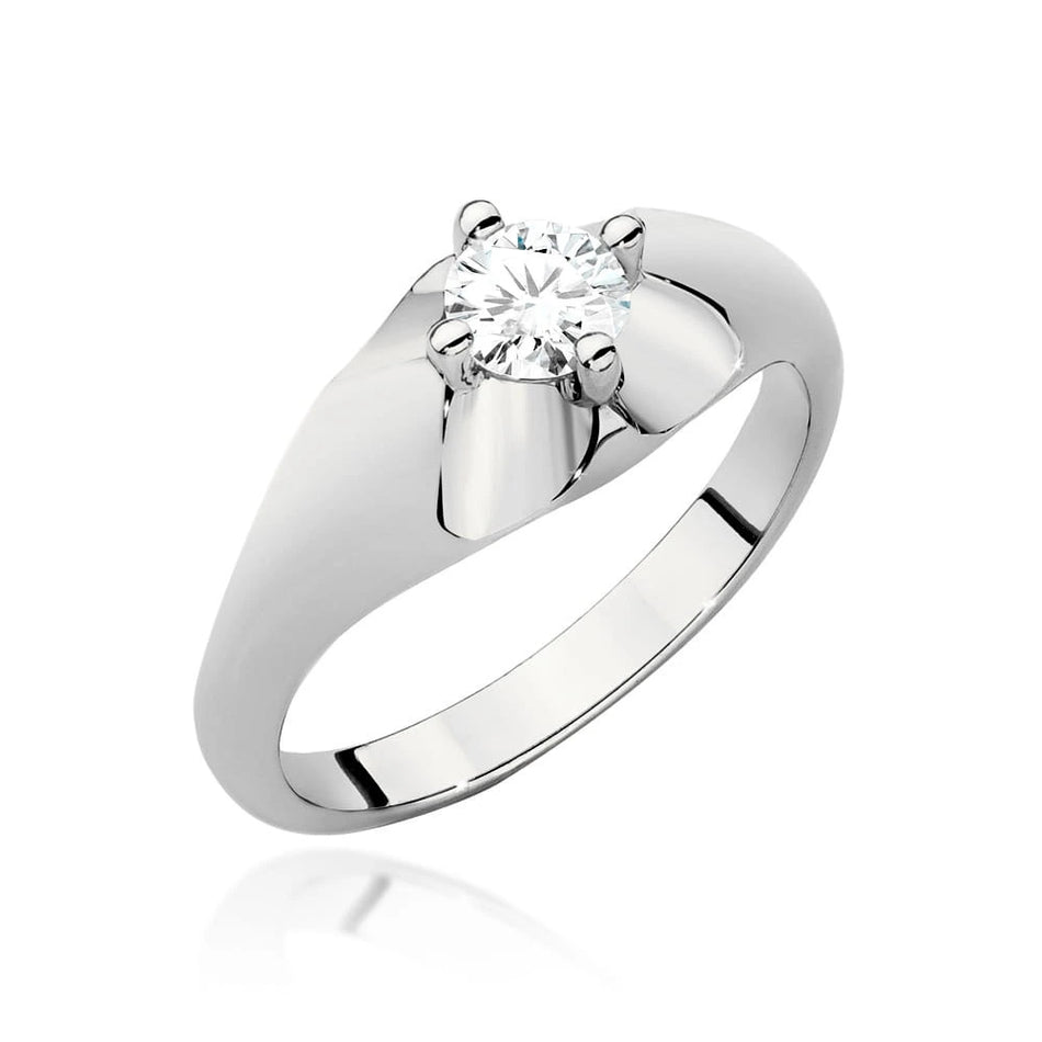 Prsteň z bieleho zlata s lab-grown diamantom Round/Brilliant s hmotnosťou 0,40 ct