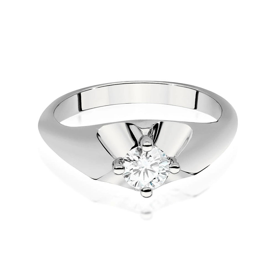 Prsteň z bieleho zlata s lab-grown diamantom Round/Brilliant s hmotnosťou 0,40 ct