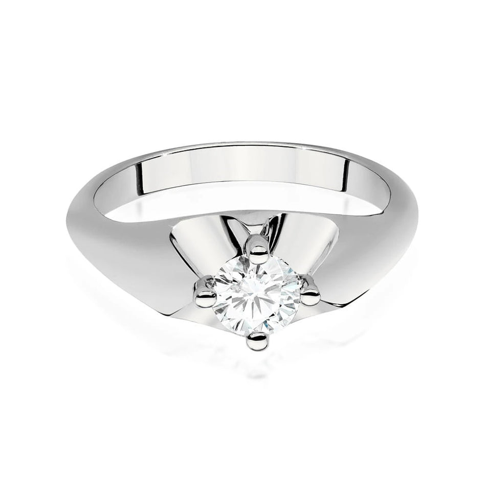 Prsteň z bieleho zlata s lab-grown diamantom Round/Brilliant s hmotnosťou 0,50 ct