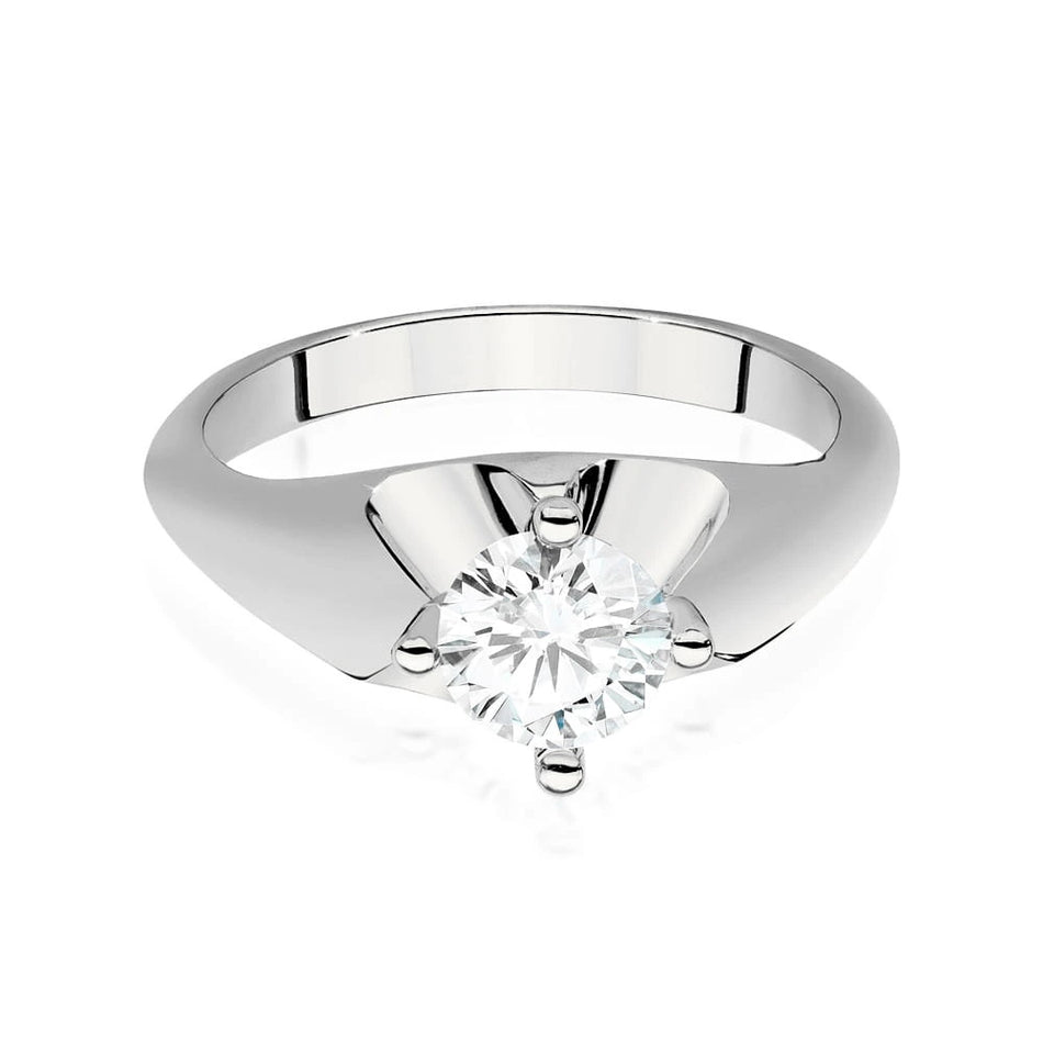 Prsteň z bieleho zlata s lab-grown diamantom Round/Brilliant s hmotnosťou 0,70 ct