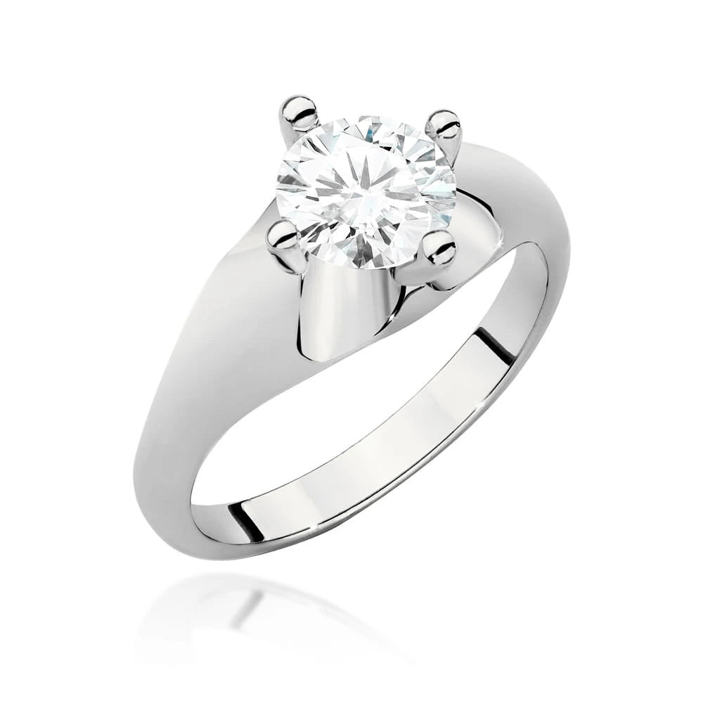 White Gold Ring with Round 1,00ct Lab-grown Diamond