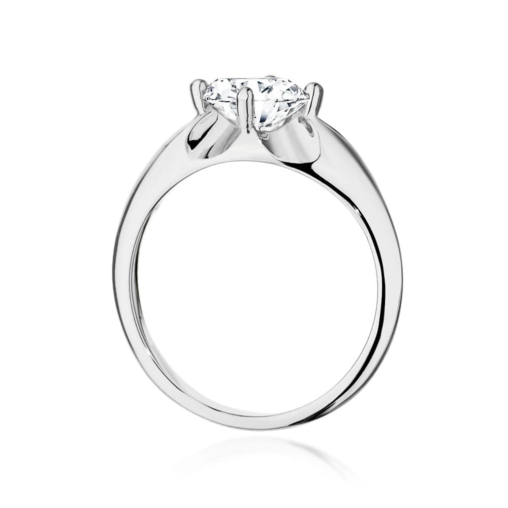 White Gold Ring with Round 1,00ct Lab-grown Diamond