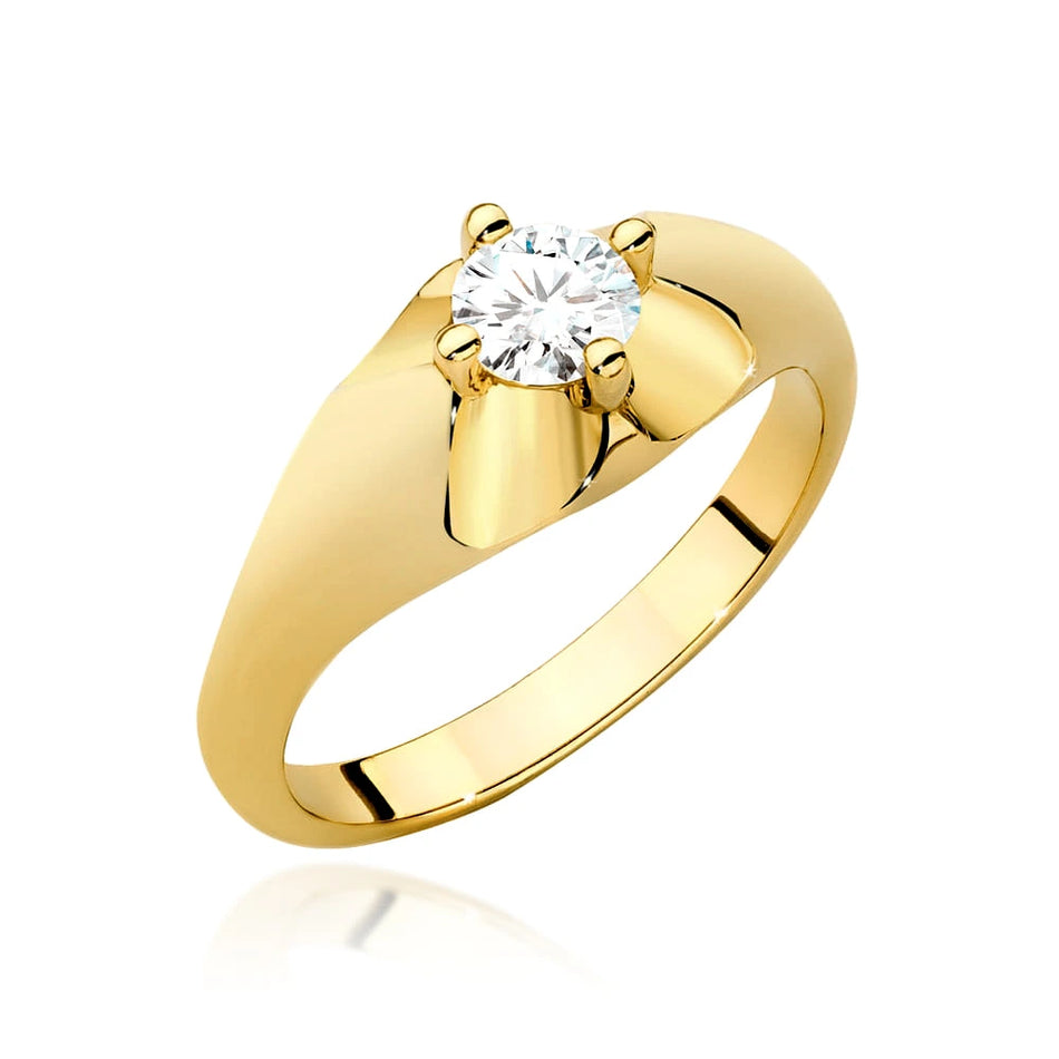 Yellow Gold Ring with Round 0,40ct Lab-grown Diamond