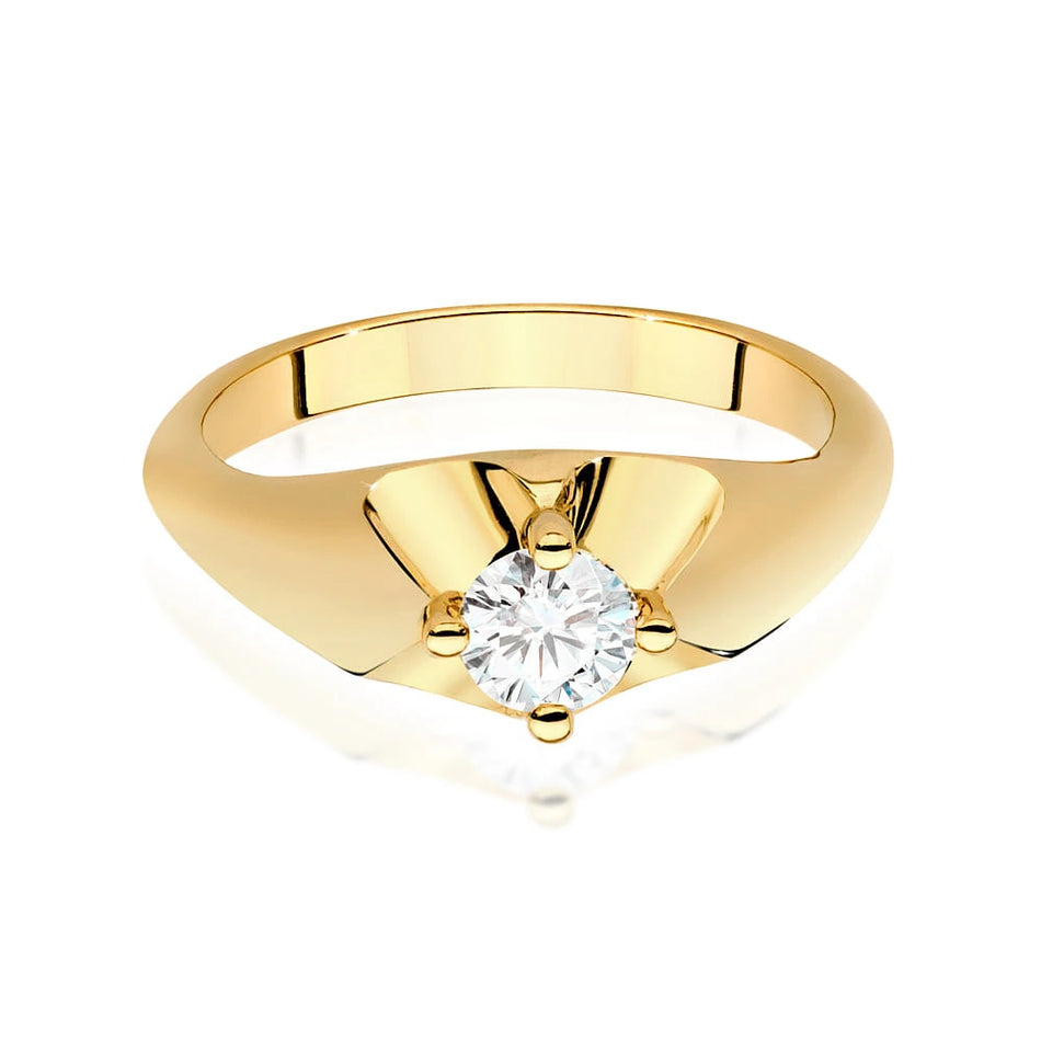 Yellow Gold Ring with Round 0,40ct Lab-grown Diamond