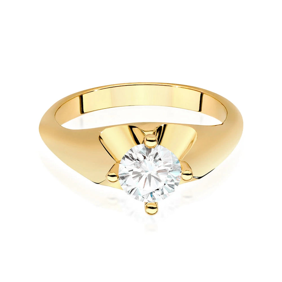 Yellow Gold Ring with Round 0,70ct Lab-grown Diamond