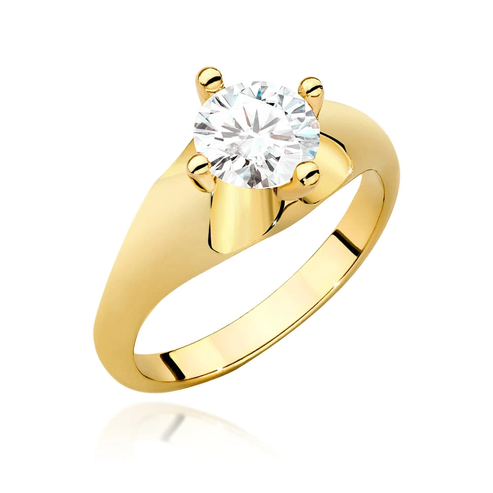 Prsteň zo žltého zlata s lab-grown diamantom Round/Brilliant s hmotnosťou 1,00 ct