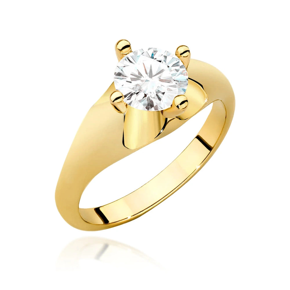 Yellow Gold Ring with Round 1,00ct Lab-grown Diamond