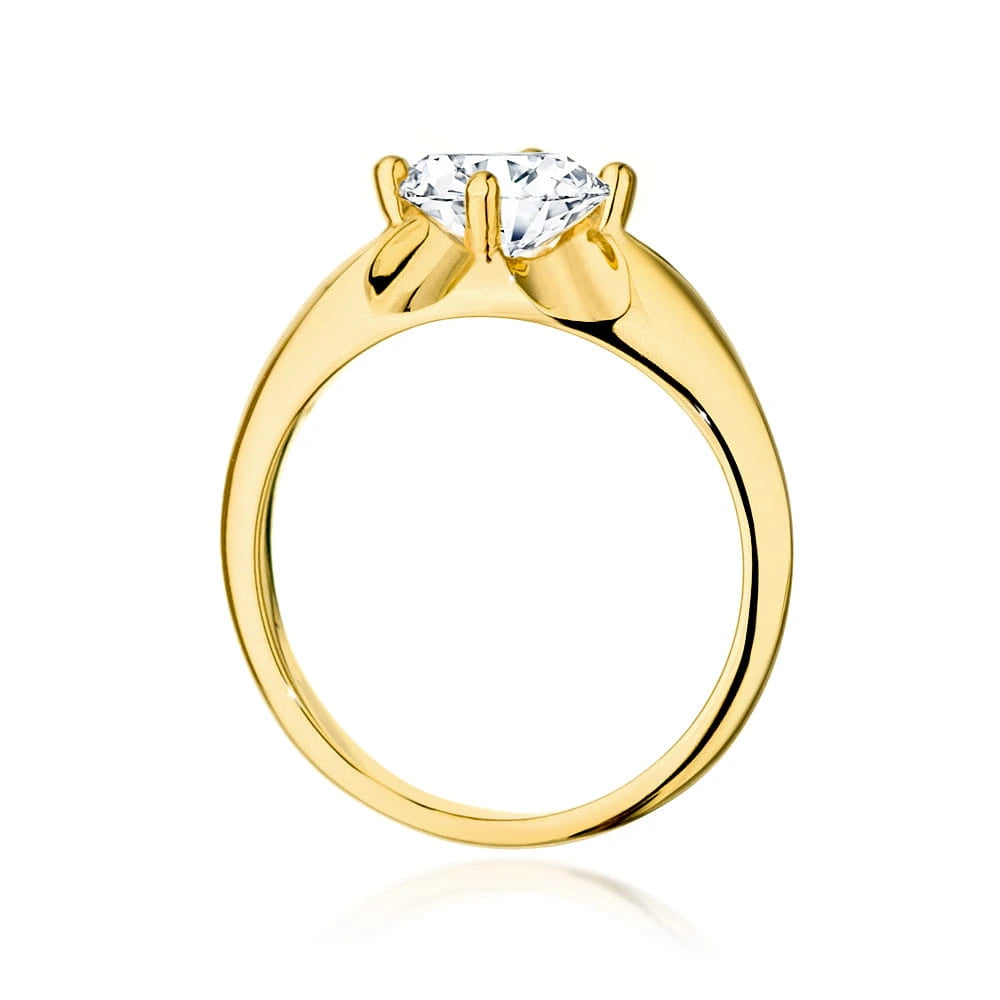 Prsteň zo žltého zlata s lab-grown diamantom Round/Brilliant s hmotnosťou 1,00 ct