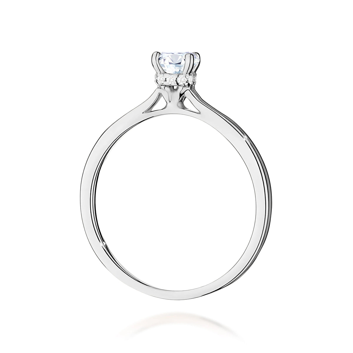 White Gold Ring with Round 0,40ct Central and 0,06ct Sideline Lab-grown Diamonds