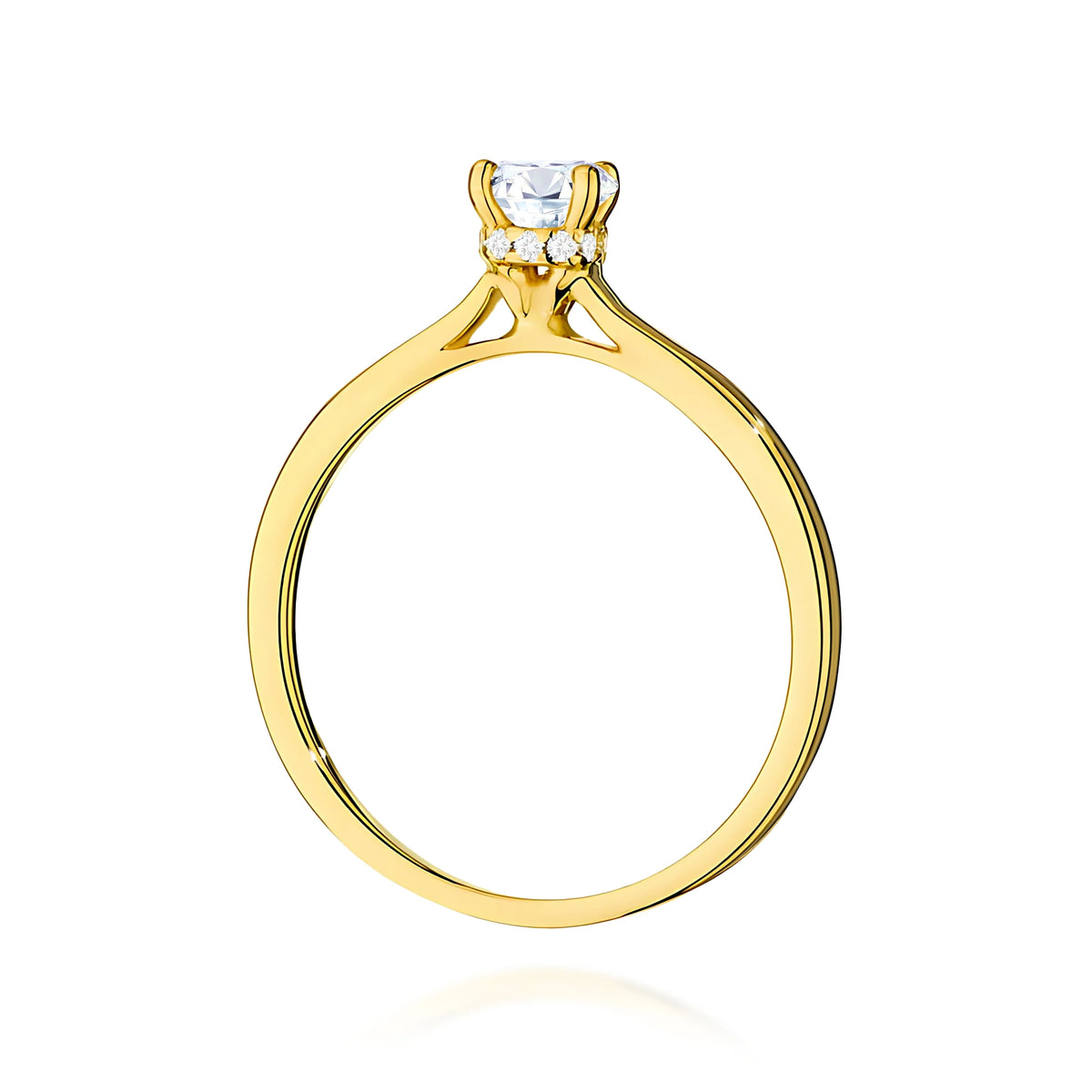 Prsten ze žlutého zlata – lab-grown diamant Round/Brilliant o hmotnosti 0,40 ct, doplněný 12 × 0,005 ct lab-grown diamanty