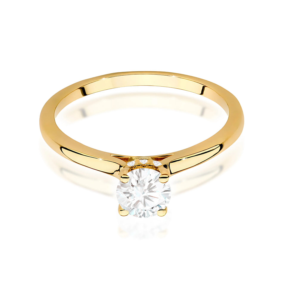 Prsten ze žlutého zlata – lab-grown diamant Round/Brilliant o hmotnosti 0,50 ct, doplněný 12 × 0,005 ct lab-grown diamanty