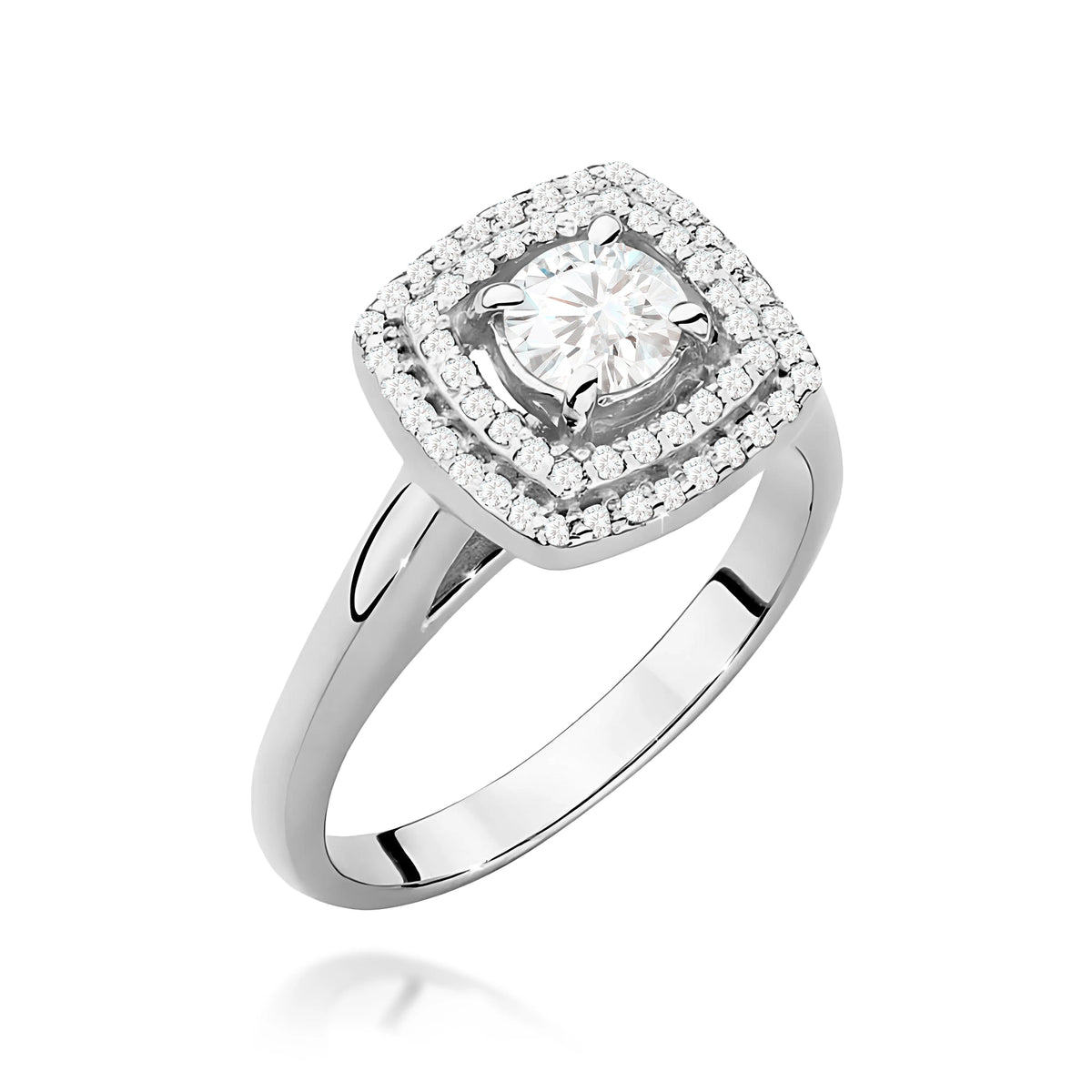 White Gold Ring with Round 0,40ct Central and 0,28ct Sideline Lab-grown Diamonds