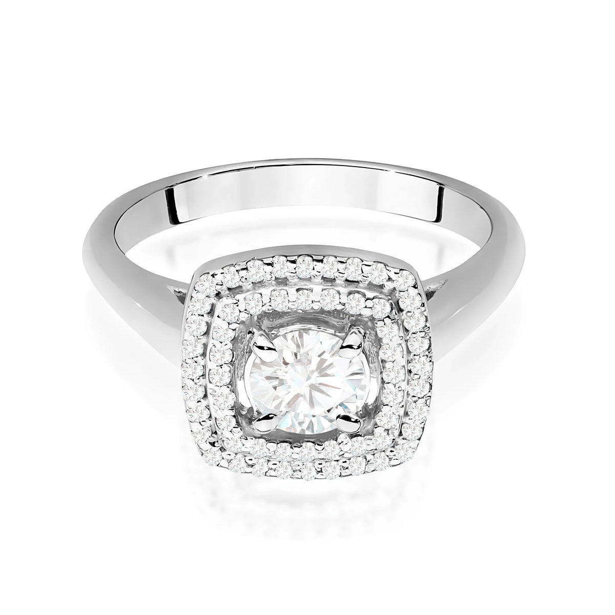 White Gold Ring with Round 0,40ct Central and 0,28ct Sideline Lab-grown Diamonds