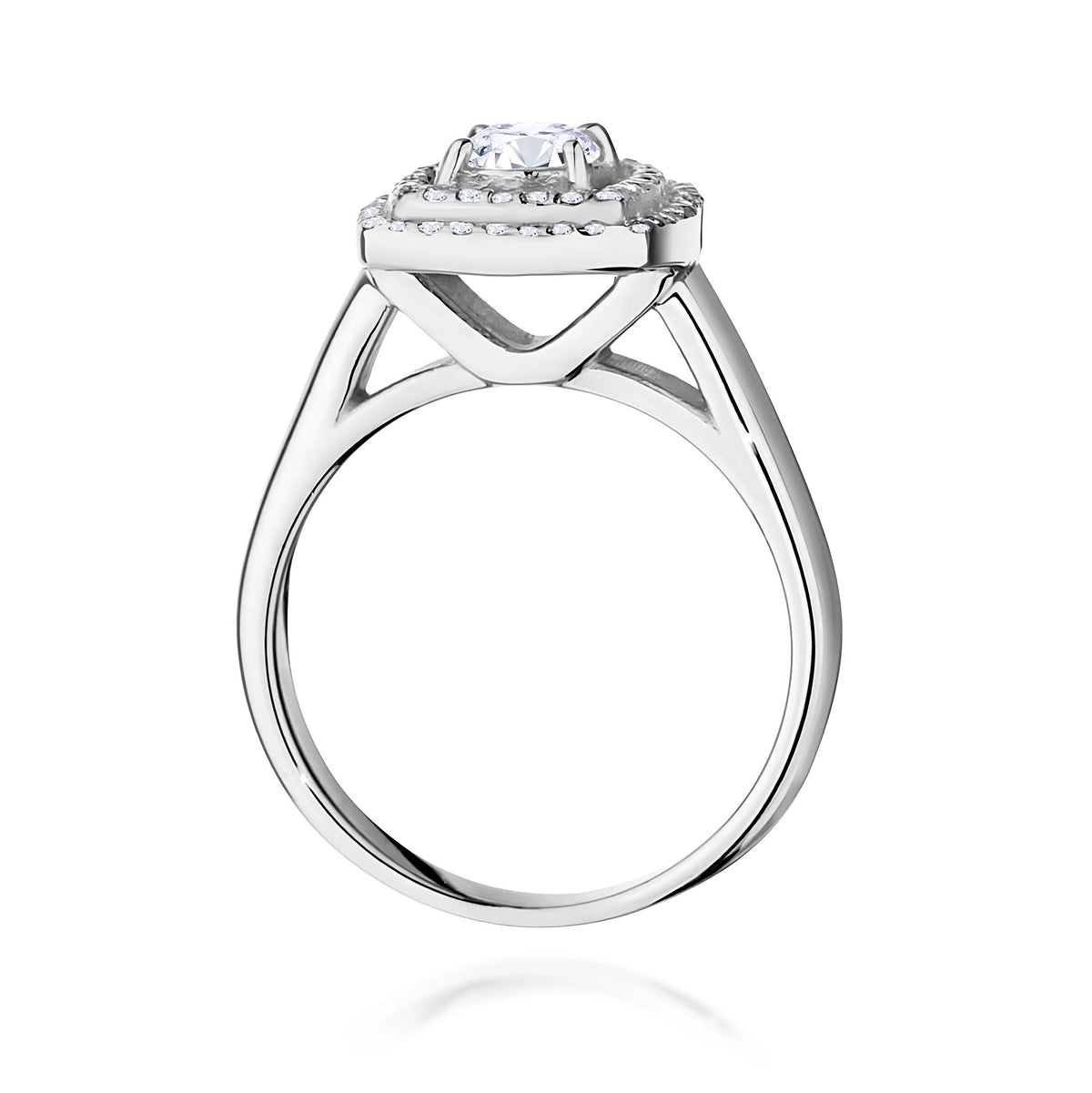White Gold Ring with Round 0,40ct Central and 0,28ct Sideline Lab-grown Diamonds