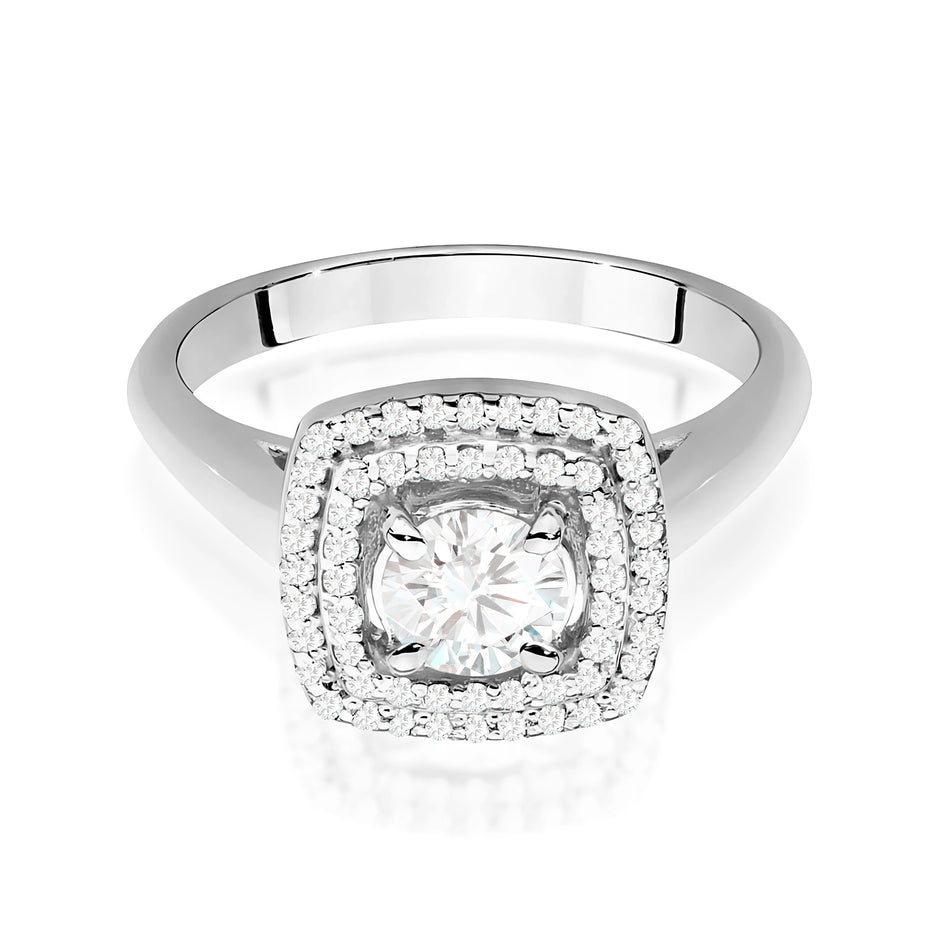 Ring aus Weißgold mit Labordiamant 0,50 ct Round/Brilliant und 56 × 0,005 ct Labordiamanten