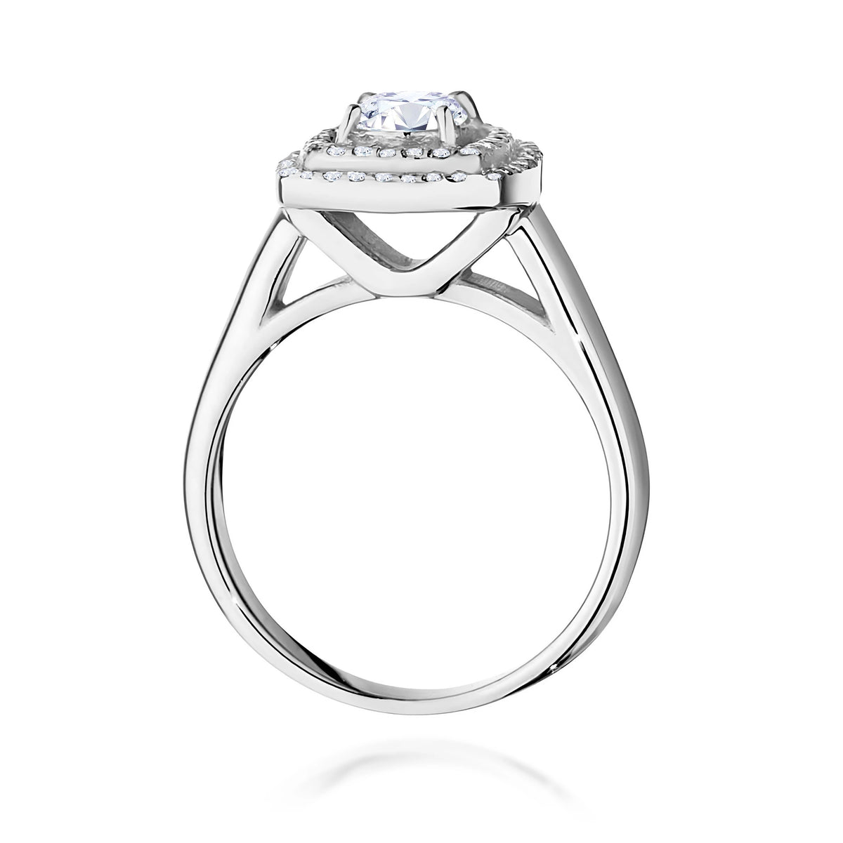 White Gold Ring with Round 0,50ct Central and 0,28ct Sideline Lab-grown Diamonds