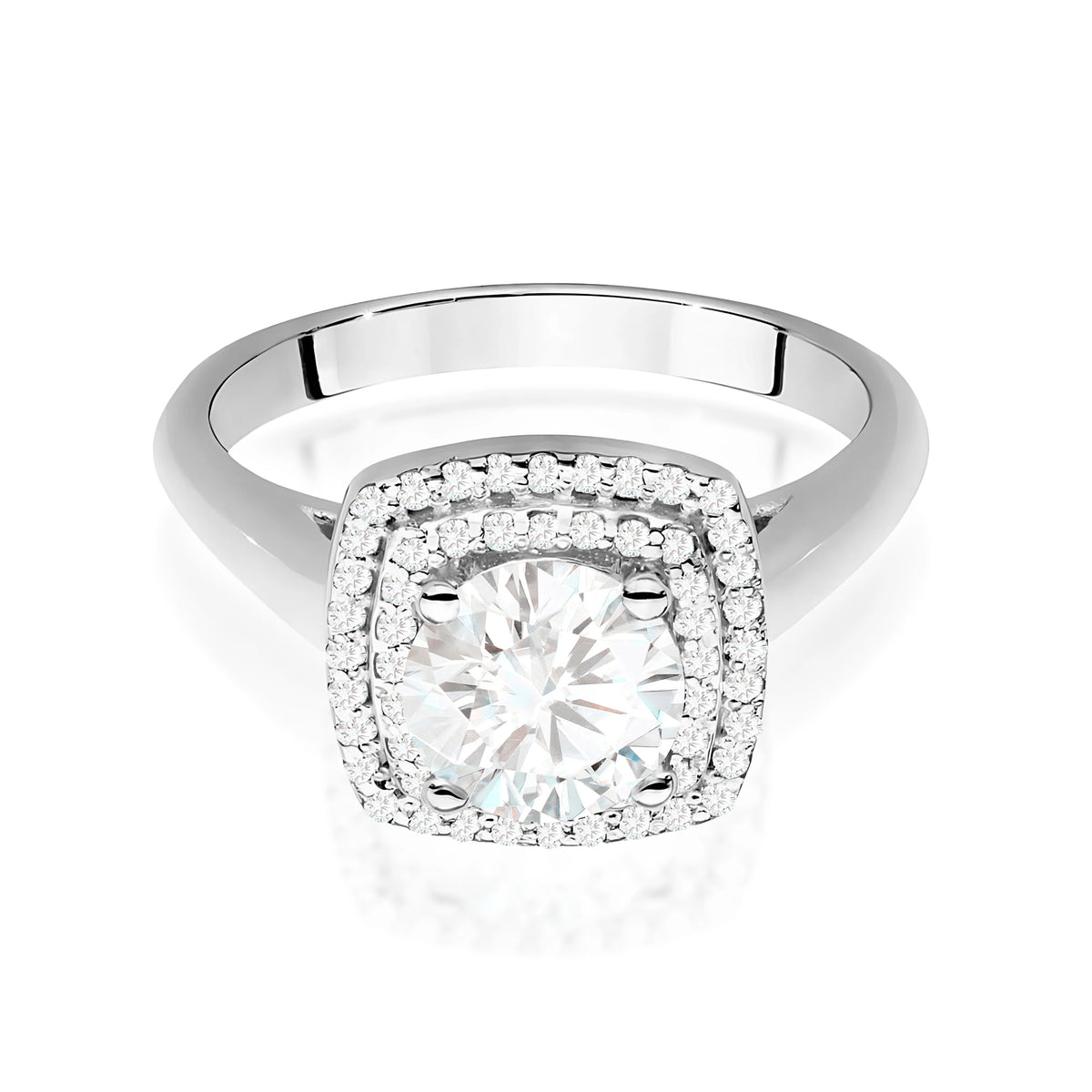 Ring aus 585er Weißgold mit 1,00 ct Round/Brilliant-Labordiamant und 56 Labordiamanten, 0,28 ct