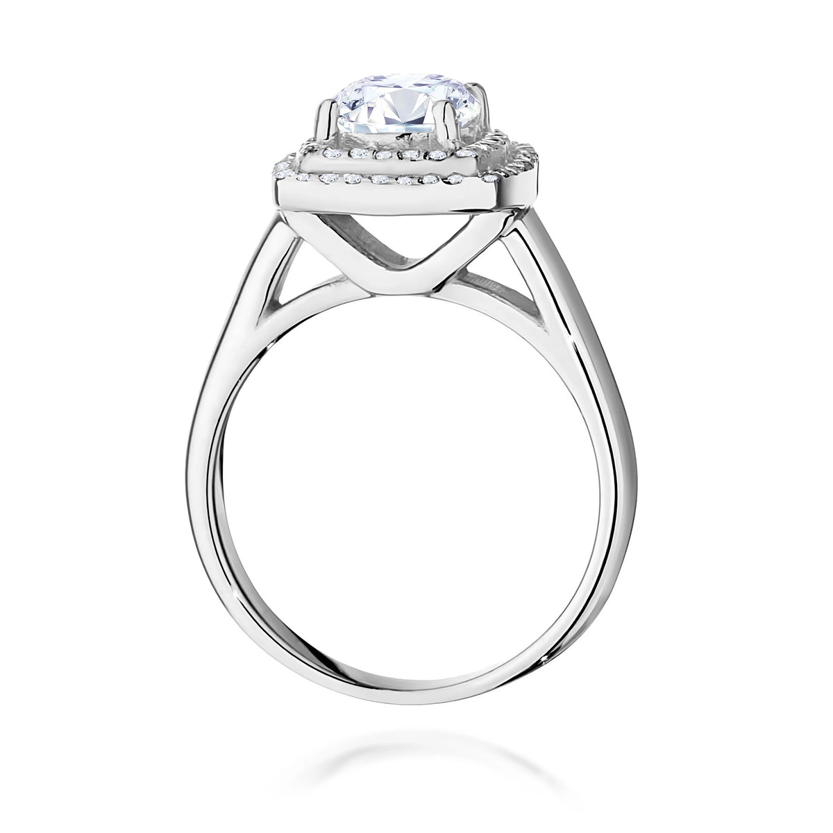 Ring aus 585er Weißgold mit 1,00 ct Round/Brilliant-Labordiamant und 56 Labordiamanten, 0,28 ct