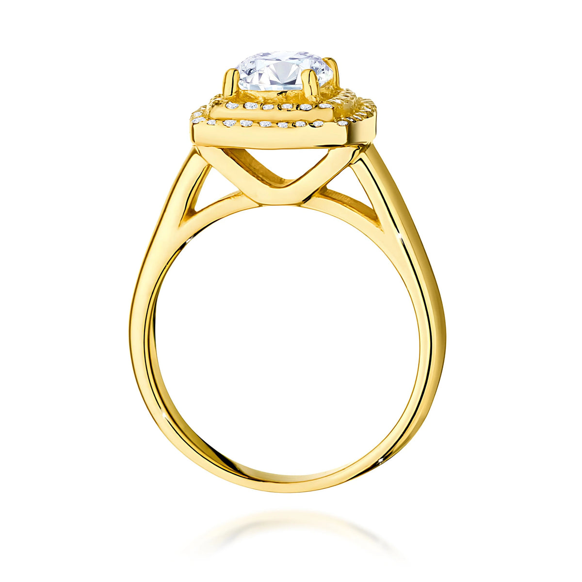 Prsteň zo žltého zlata s lab-grown diamantom 0,70 ct Round/Brilliant a 56 × 0,005 ct lab-grown diamantmi