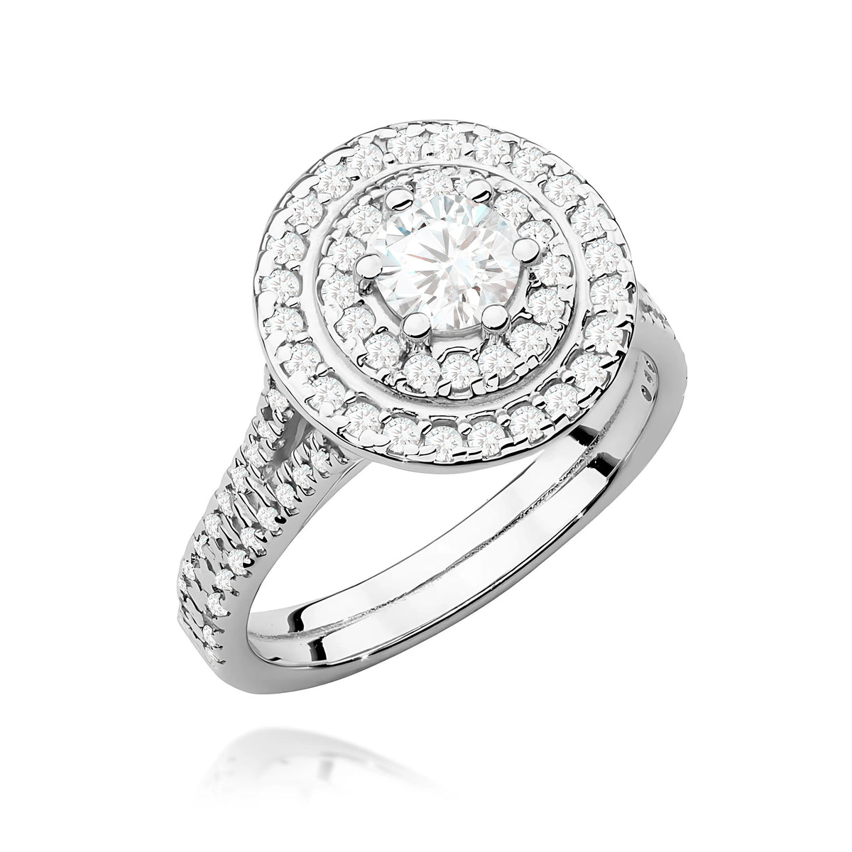 White Gold Ring with Round 0,40ct Central and 0,613ct Sideline Lab-grown Diamonds
