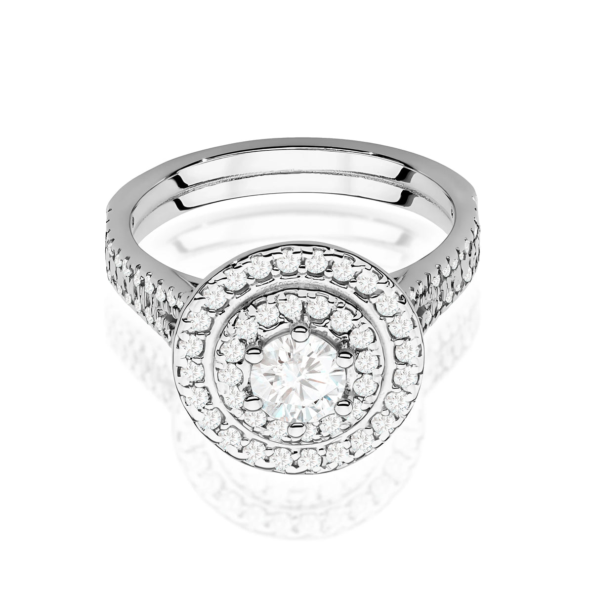 White Gold Ring with Round 0,40ct Central and 0,613ct Sideline Lab-grown Diamonds