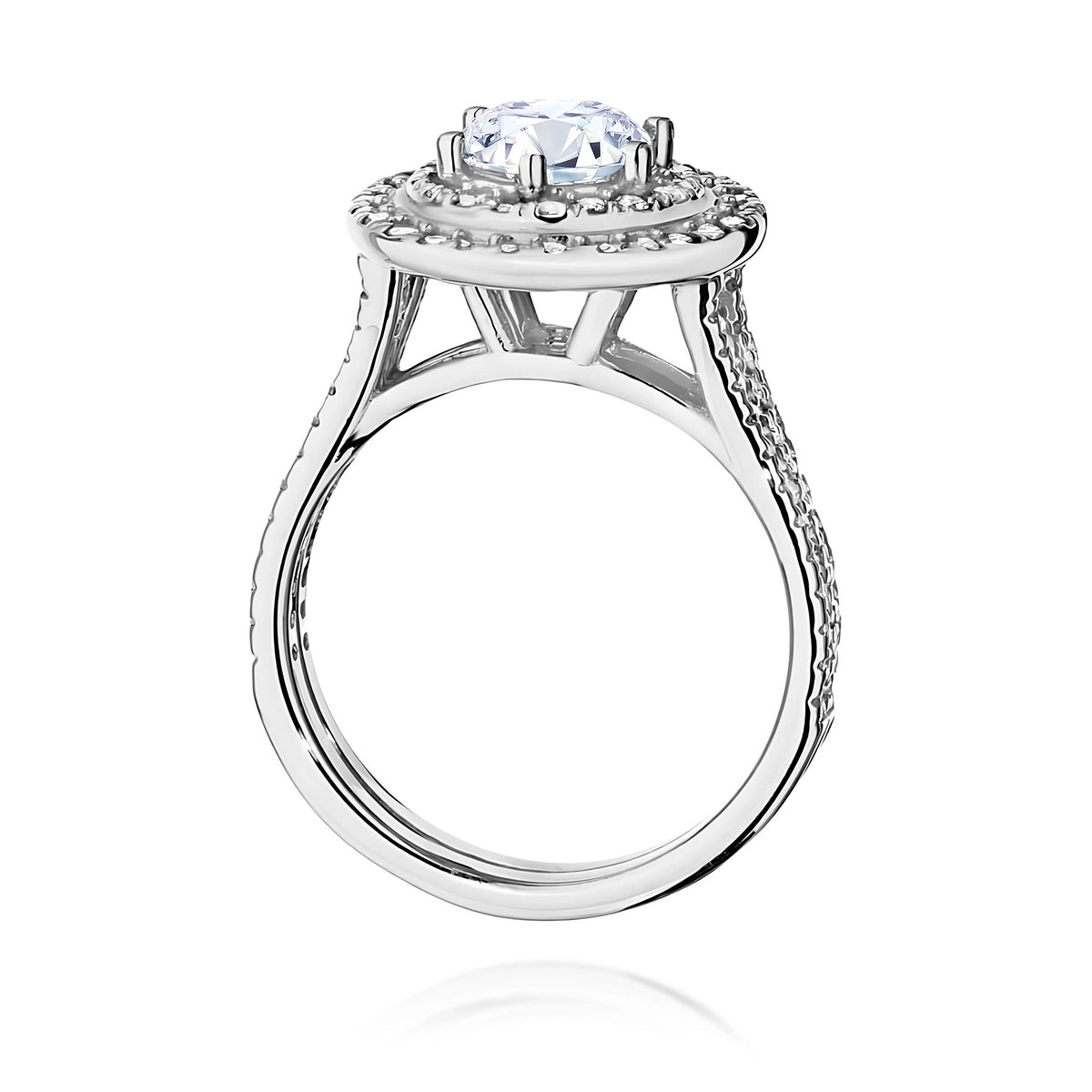 White Gold Ring with Round 0,70ct Central and 0,633ct Sideline Lab-grown Diamonds