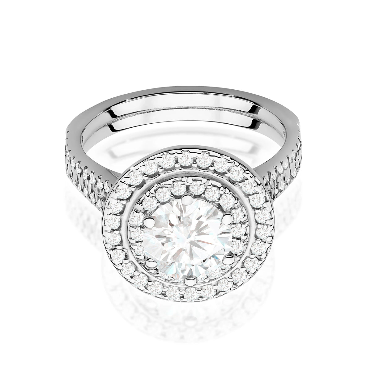 White Gold Ring with Round 1,00ct Central and 0,633ct Sideline Lab-grown Diamonds