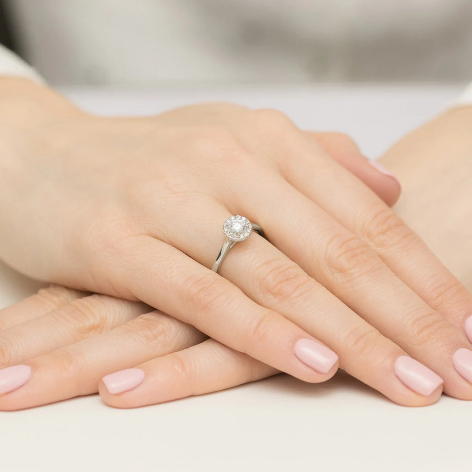 White Gold engagement ring with Round 0.40 ct Central and 0.12 ct Sideline Lab-grown Diamonds by GREMARI, 14K (585) gold