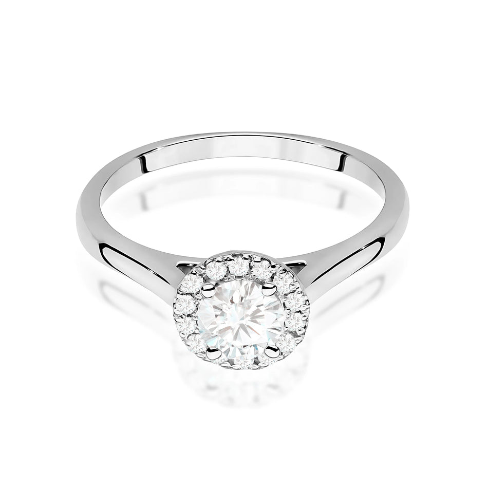 White Gold engagement ring with Round 0.50 ct Central and 0.12 ct Sideline Lab-grown Diamonds by GREMARI, 14K (585) gold