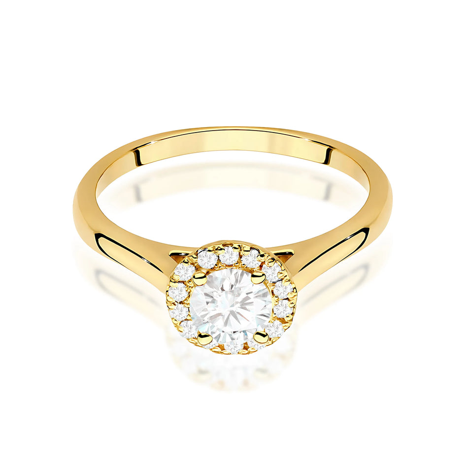 Yellow Gold engagement ring with Round 0.50 ct Central and 0.12 ct Sideline Lab-grown Diamonds by GREMARI, 14K (585) gold