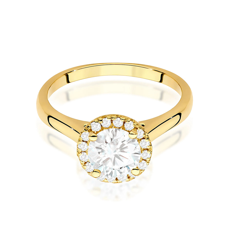 Yellow Gold engagement ring with Round 0.70 ct Central and 0.138 ct Sideline Lab-grown Diamonds by GREMARI, 14K (585) gold