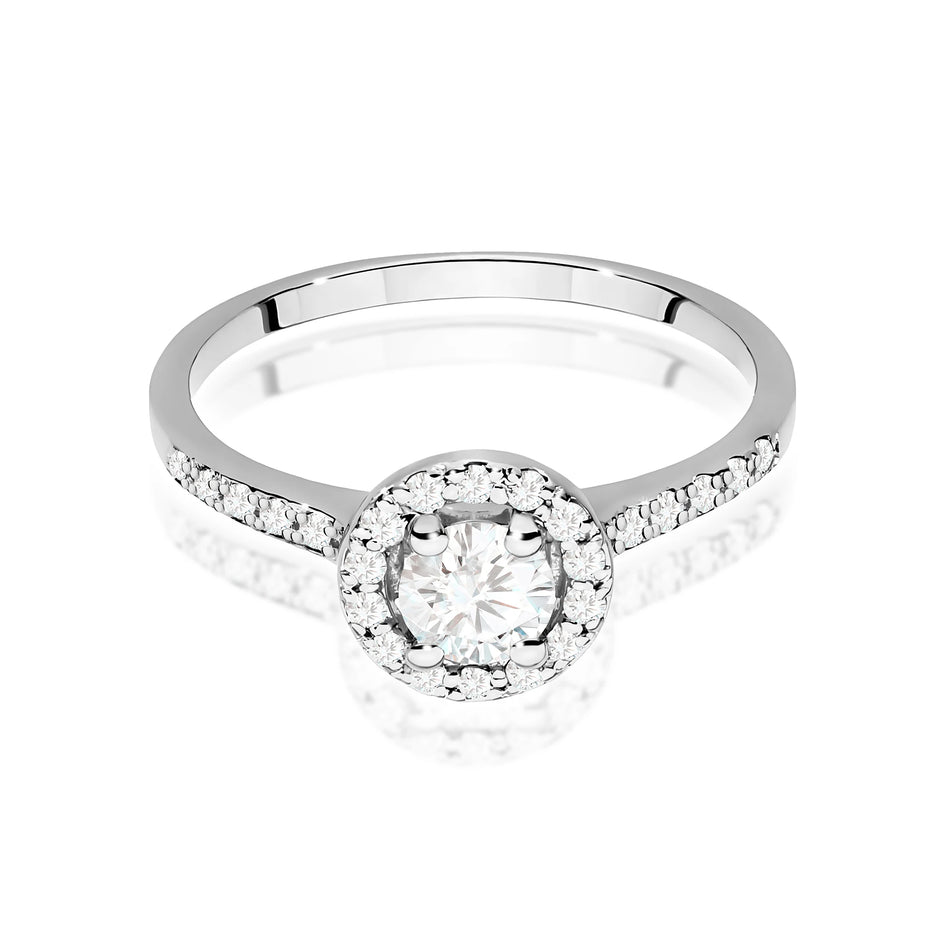 White Gold engagement ring with Round 0.40 ct Central and 0.241 ct Sideline Lab-grown Diamonds by GREMARI, 14K (585) gold