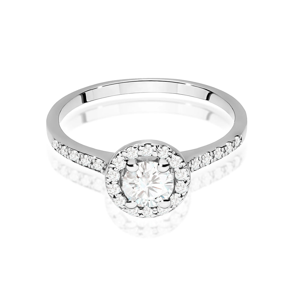 White Gold engagement ring with Round 0.50 ct Central and 0.241 ct Sideline Lab-grown Diamonds by GREMARI, 14K (585) gold