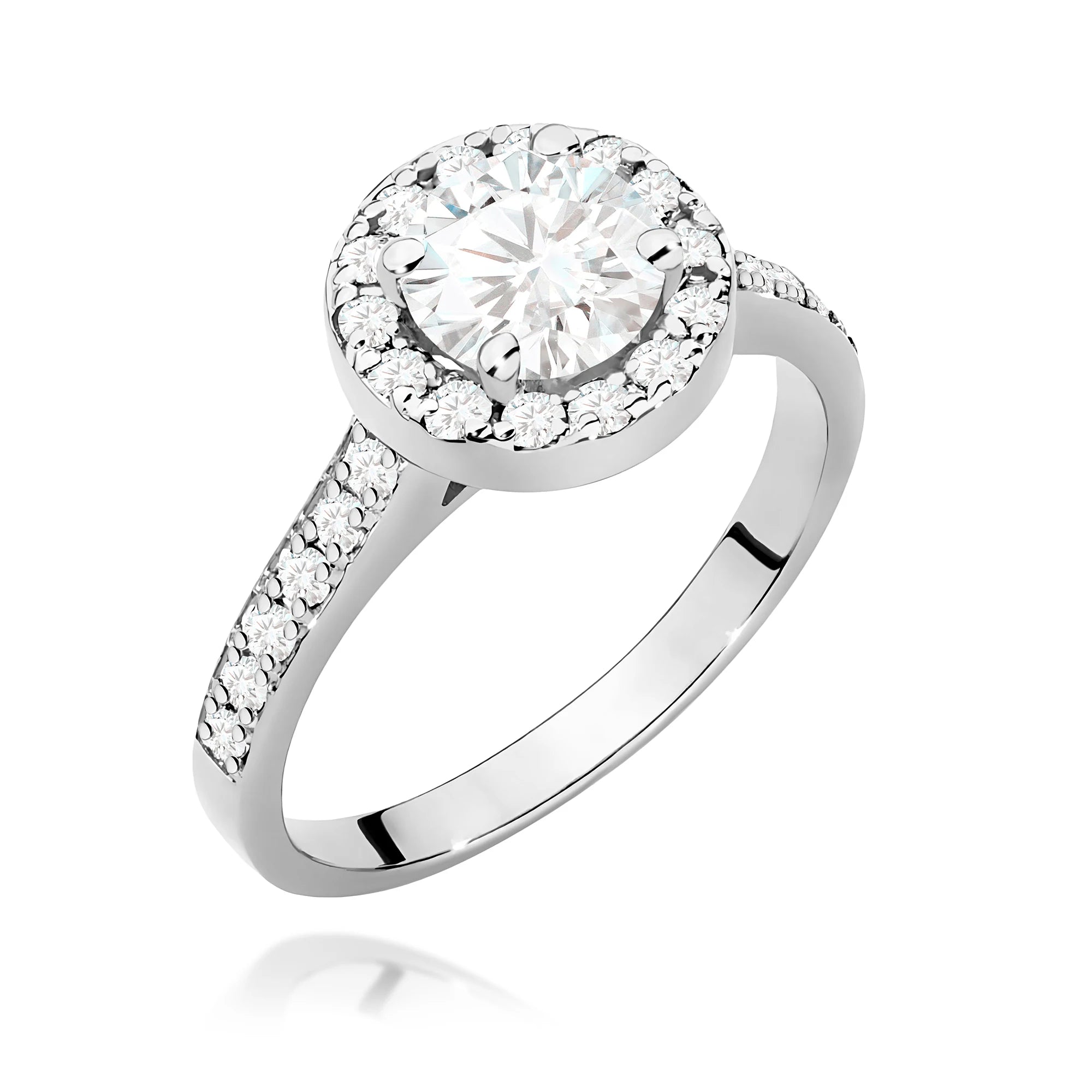 GREMARI White Gold engagement ring with Round 0.70 ct Central and 0.377 ct Sideline Lab-grown Diamonds