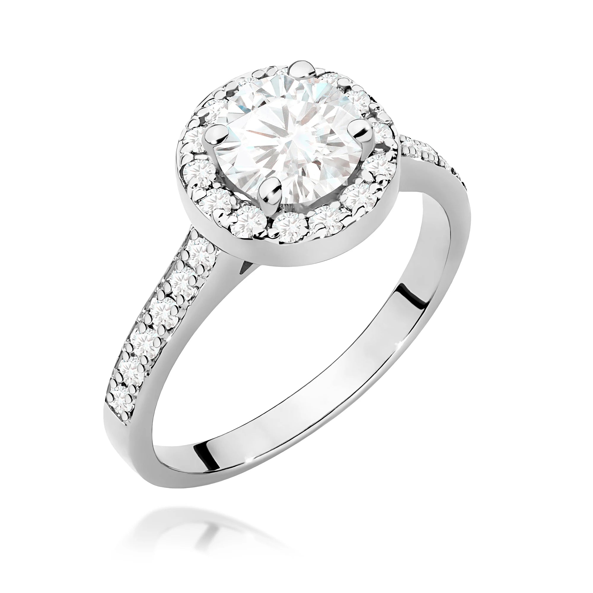 GREMARI White Gold engagement ring with Round 1.00 ct Central and 0.377 ct Sideline Lab-grown Diamonds