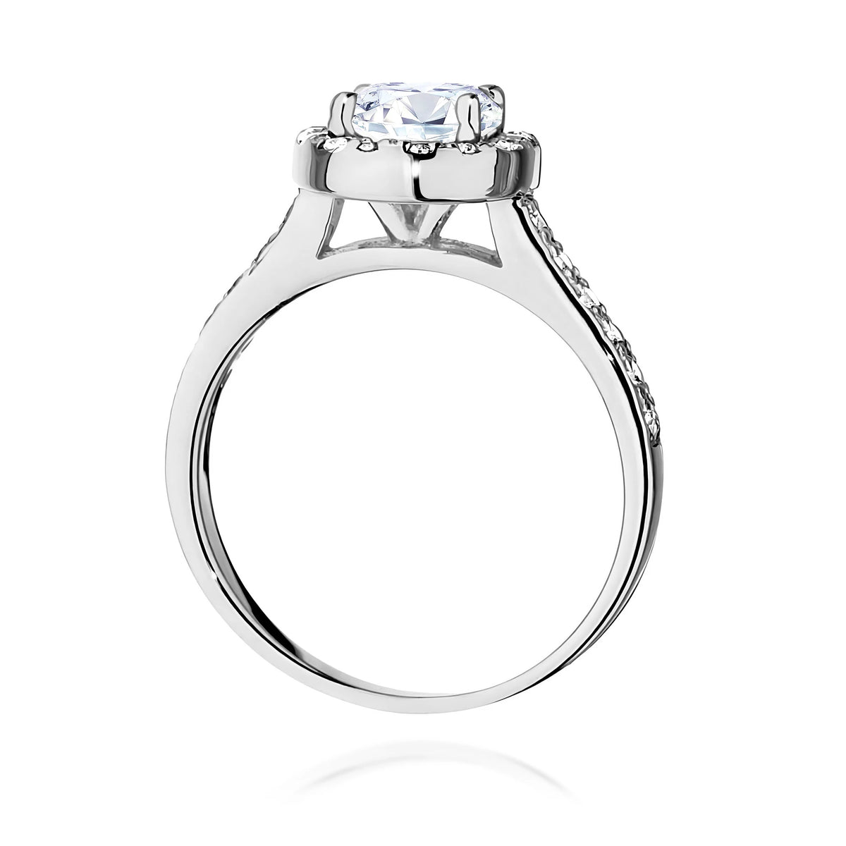 GREMARI 14K (585) White Gold engagement ring with Round 1.00 ct Central and 0.377 ct Sideline Lab-grown Diamonds