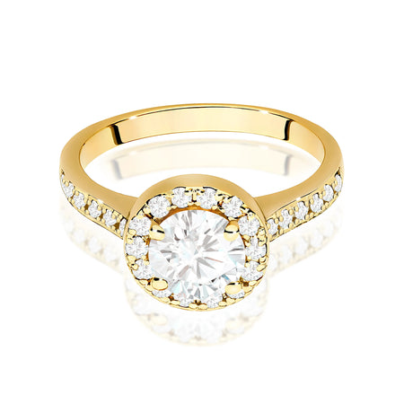 Yellow Gold engagement ring with Round 1.00 ct Central and 0.377 ct Sideline Lab-grown Diamonds by GREMARI, 14K (585) gold