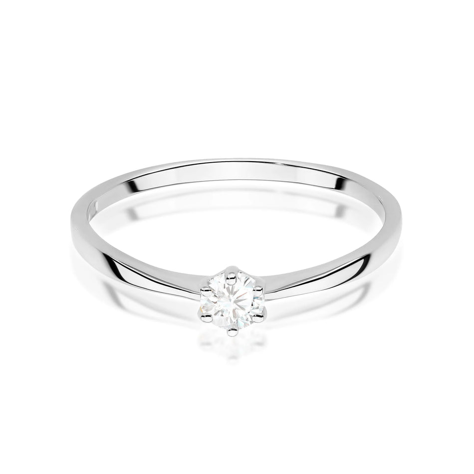 White Gold engagement ring with Round 0.15 ct Lab-grown Diamond by GREMARI, 14K (585) gold