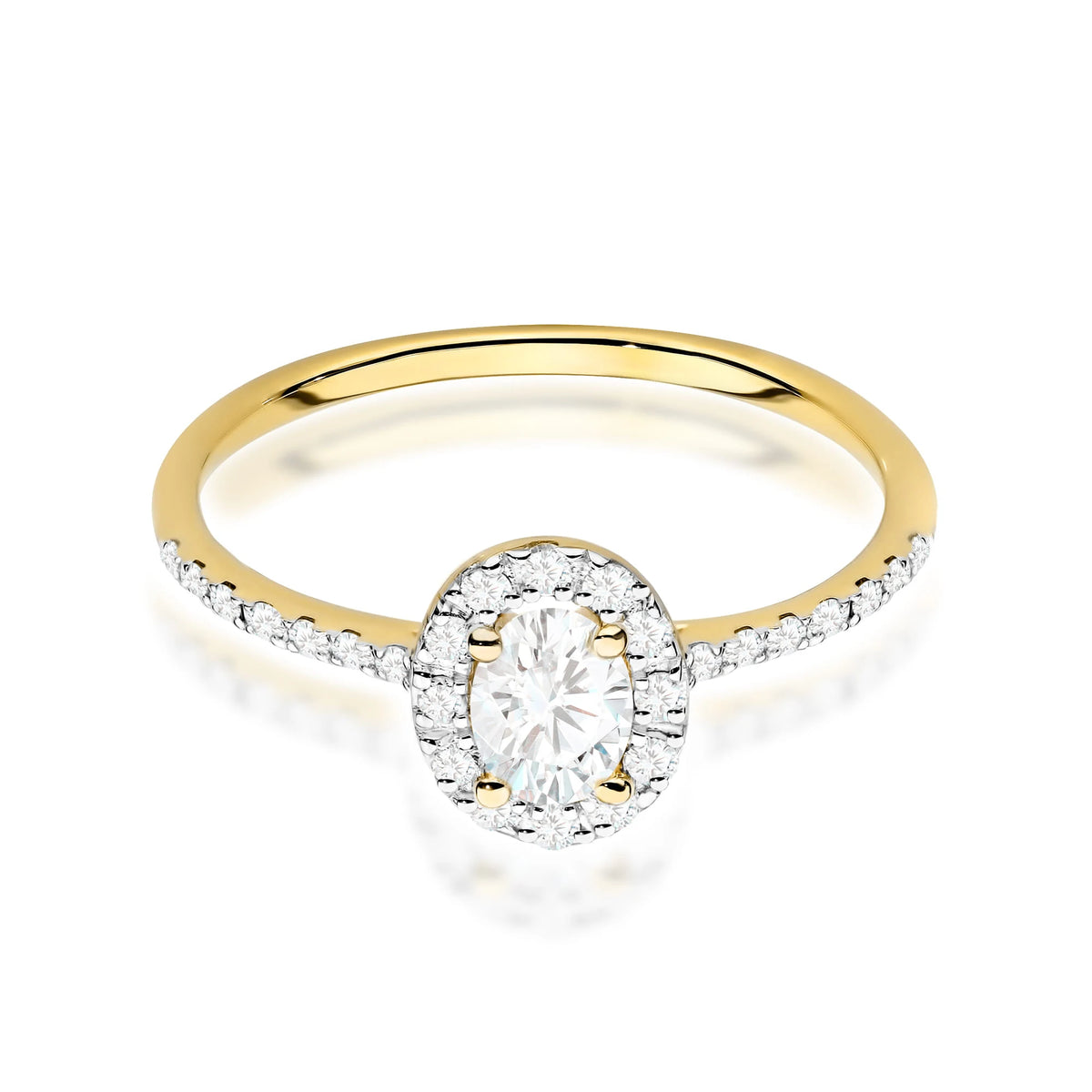 Yellow Gold engagement ring with Oval 0.30 ct Central and 0.17 ct Sideline Lab-grown Diamonds by GREMARI, 14K (585) gold