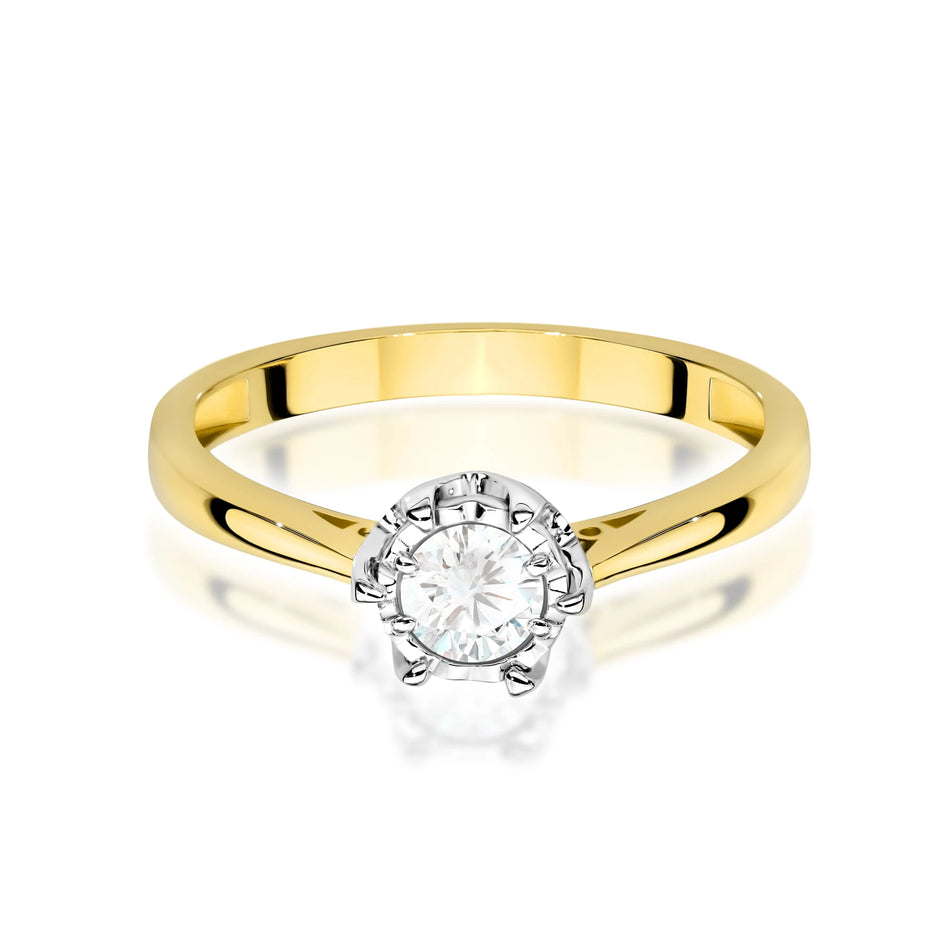Yellow Gold engagement ring with Round 0.25 ct Lab-grown Diamond by GREMARI, 14K (585) gold