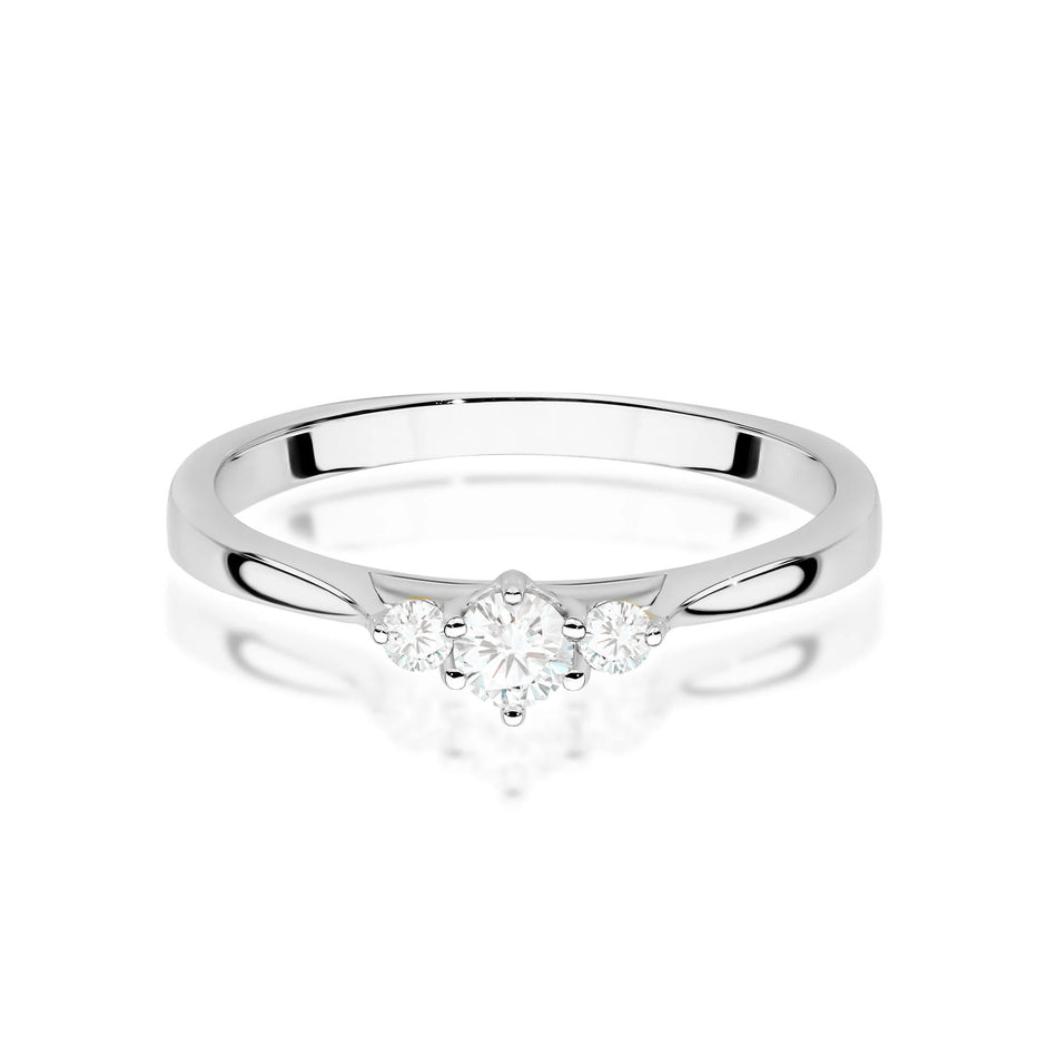 White Gold engagement ring with Round 0.15 ct Central and 0.06 ct Sideline Lab-grown Diamonds by GREMARI, 14K (585) gold